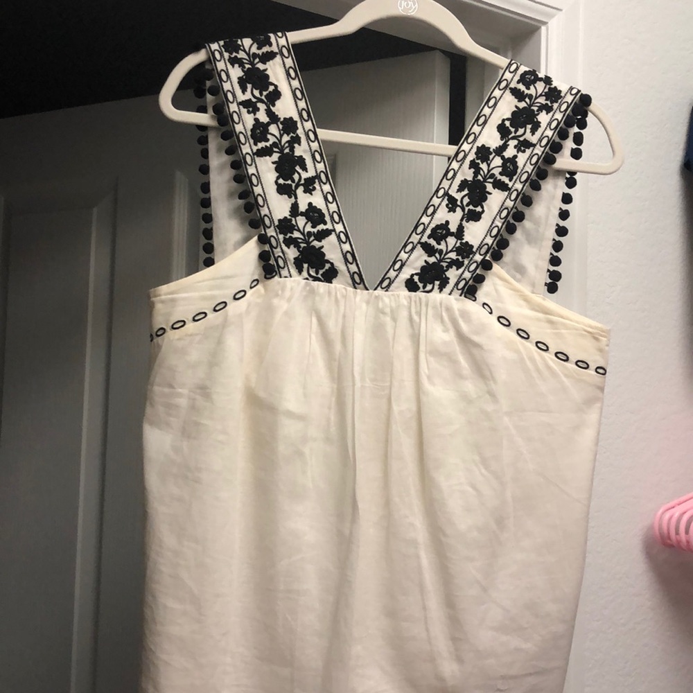 J Crew Cream and Black blouse tank top